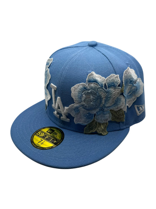 Light Blue "Flower" Fitted Cap