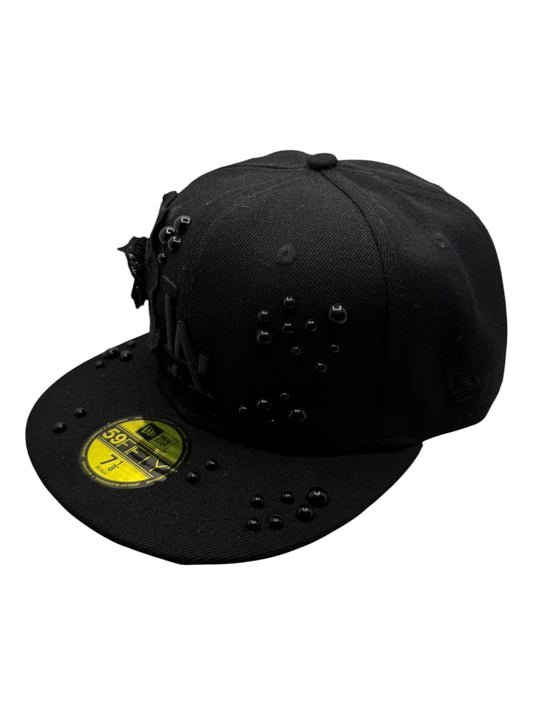 Black LA "Rose and Pearls" Fitted Cap