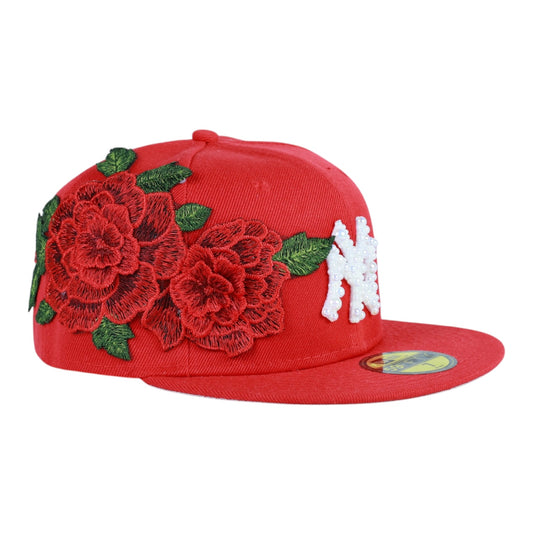 Red Roses NY Fitted "White Pearl" Cap