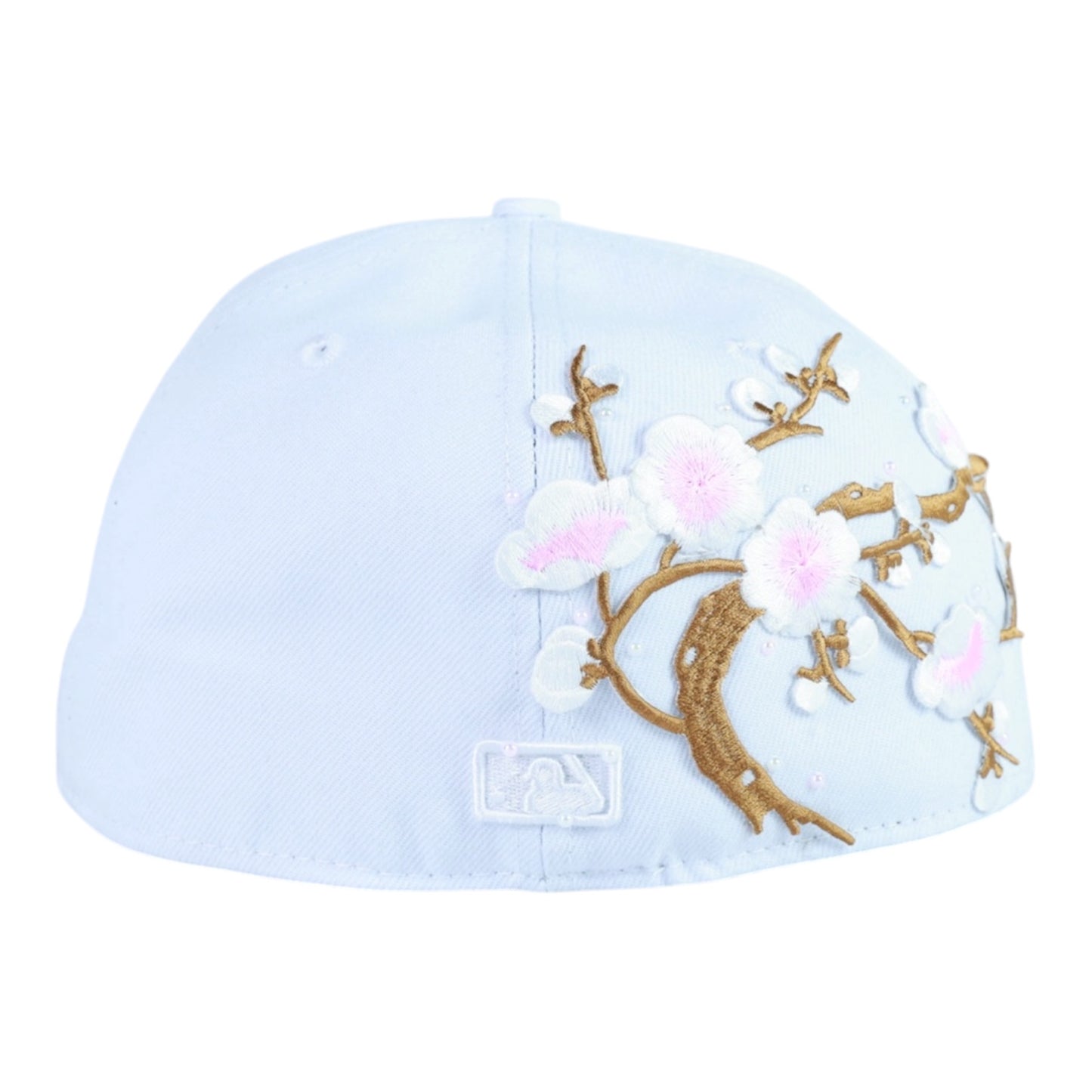 White NY Fitted "Sakura Flower" Cap