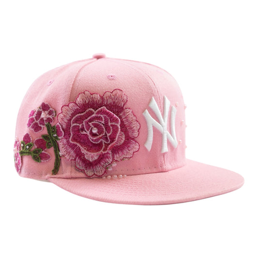 Pink NY "Rose and Pearls" Fitted Cap