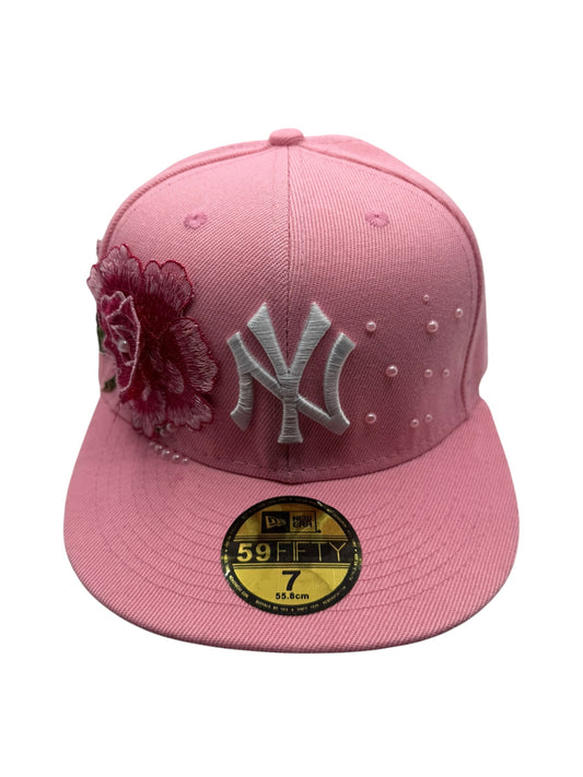 Pink NY "Rose and Pearls" Fitted Cap