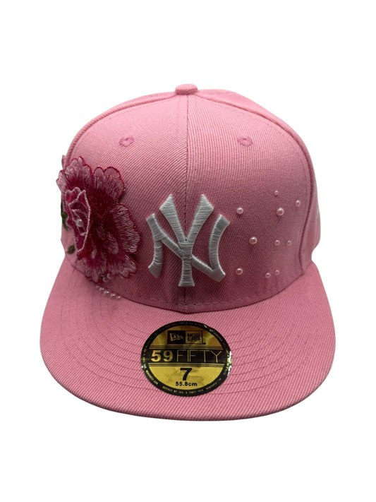 Pink NY "Rose and Pearls" Fitted Cap
