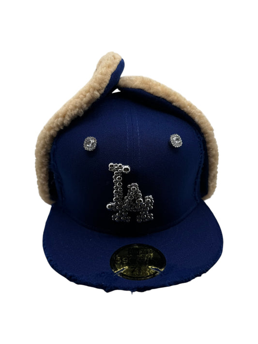 Blue Dogear LA "SIlver Pearl Logo" Fitted Cap