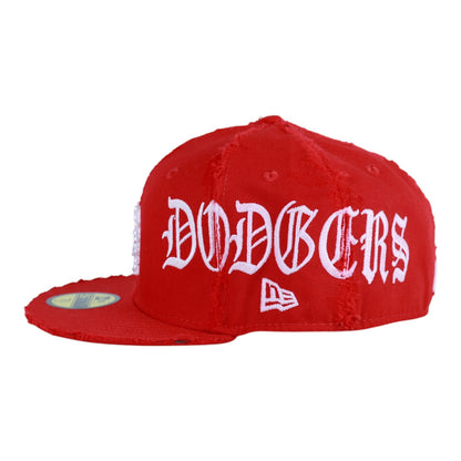 Red LA Fitted " White Pearl Logo" Cap