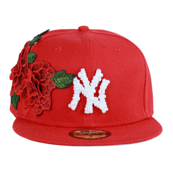 Red Roses NY Fitted "White Pearl" Cap