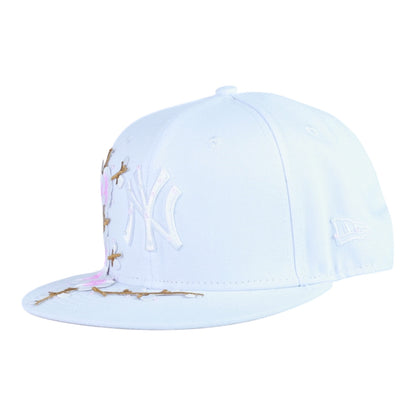 White NY Fitted "Sakura Flower" Cap