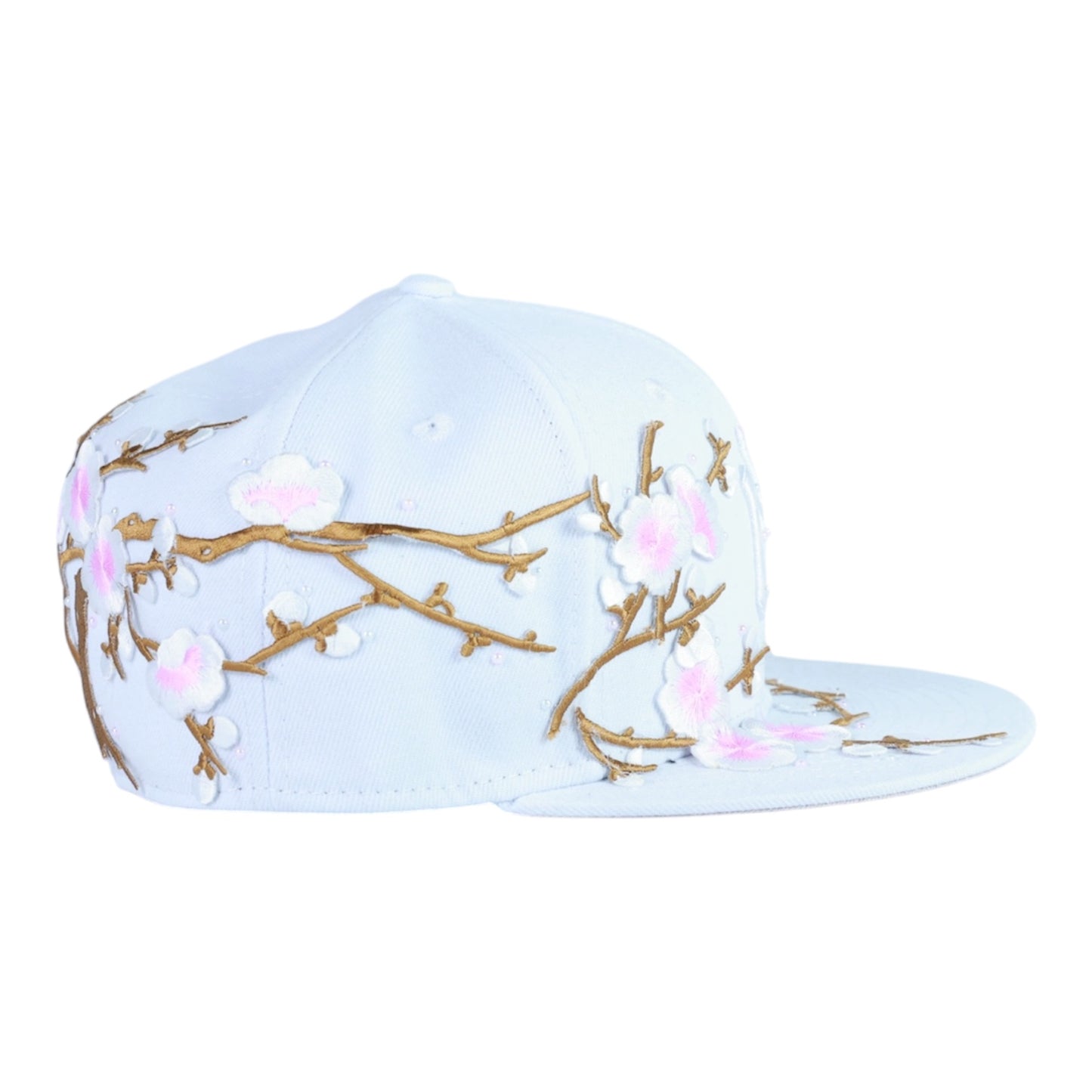 White NY Fitted "Sakura Flower" Cap