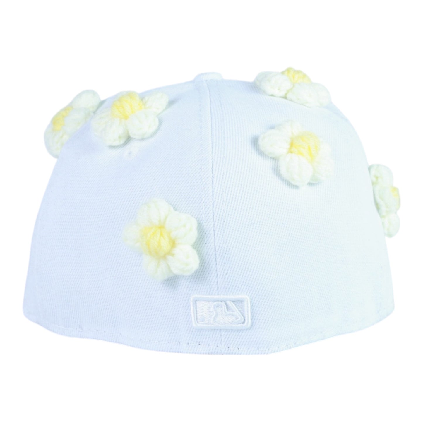 White NY Fitted Flower "White Pearl Logo" Cap