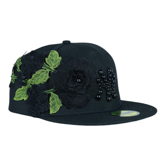 Black Rose Fitted "Black Pearl Logo" Cap