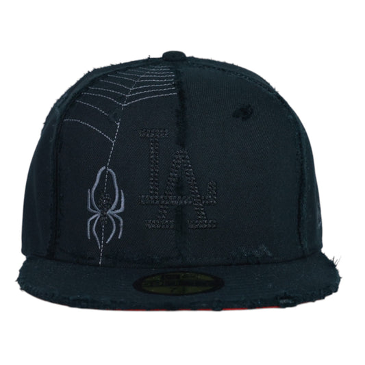 Black Spider Fitted "Distressed" Cap