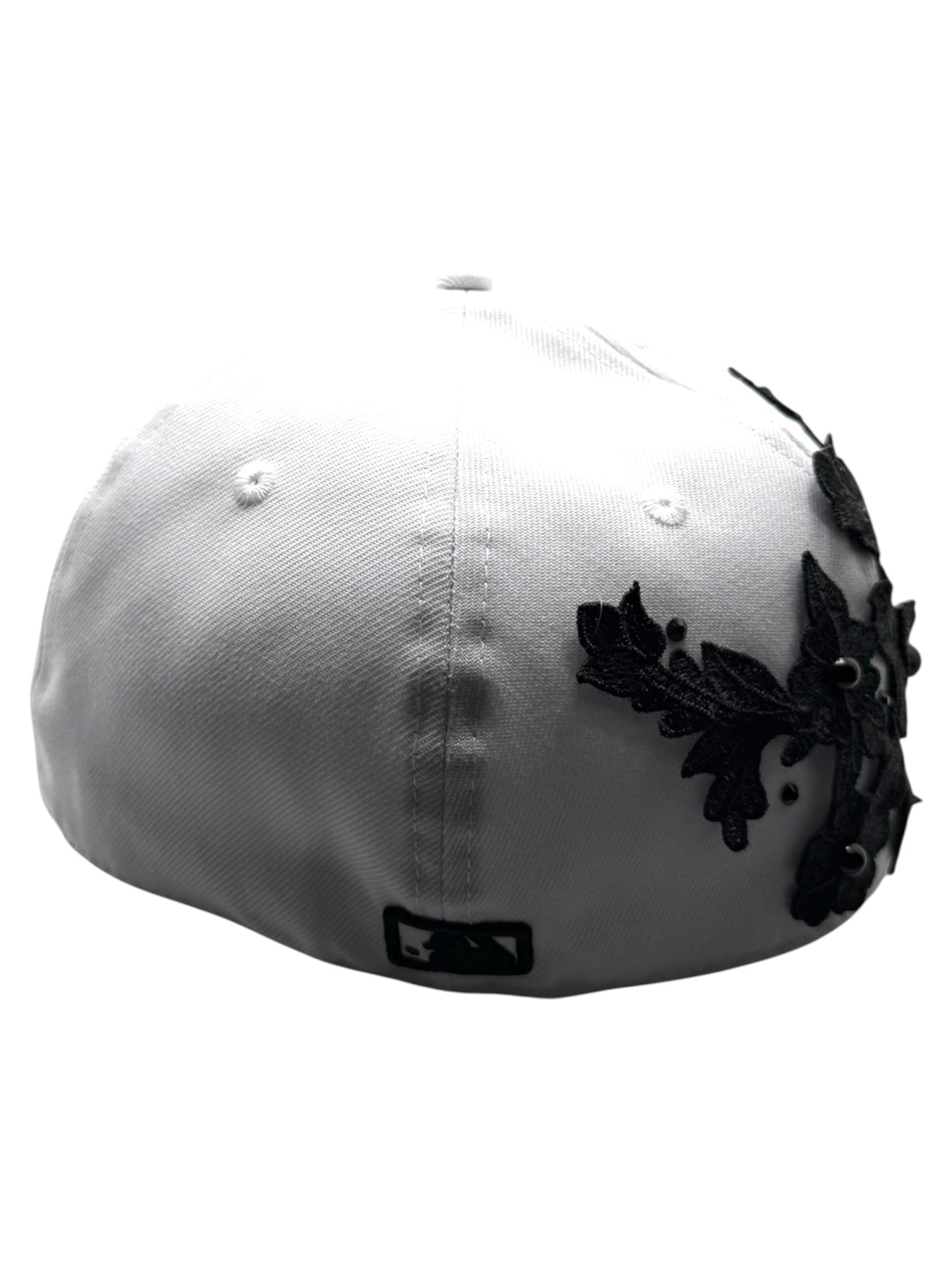 White NY "Iced Black Flower" Fitted Cap