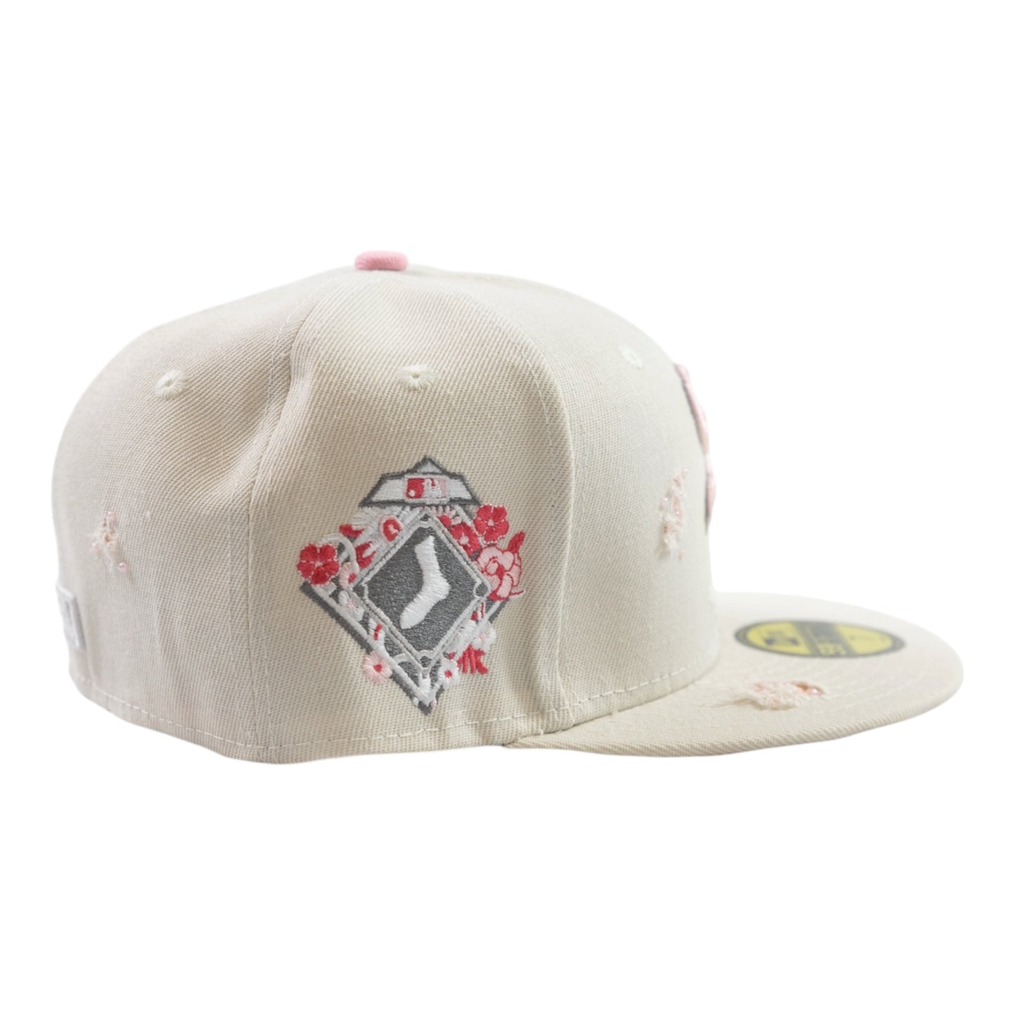 Beige Pink SOX "Distressed" Fitted Cap