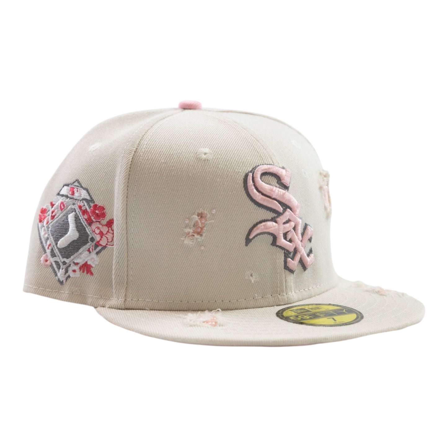 Beige Pink SOX "Distressed" Fitted Cap
