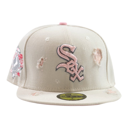 Beige Pink SOX "Distressed" Fitted Cap