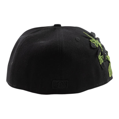 Black LA "Rose and Pearls" Fitted Cap