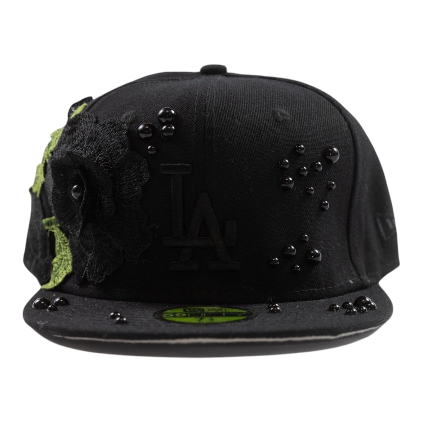 Black LA "Rose and Pearls" Fitted Cap