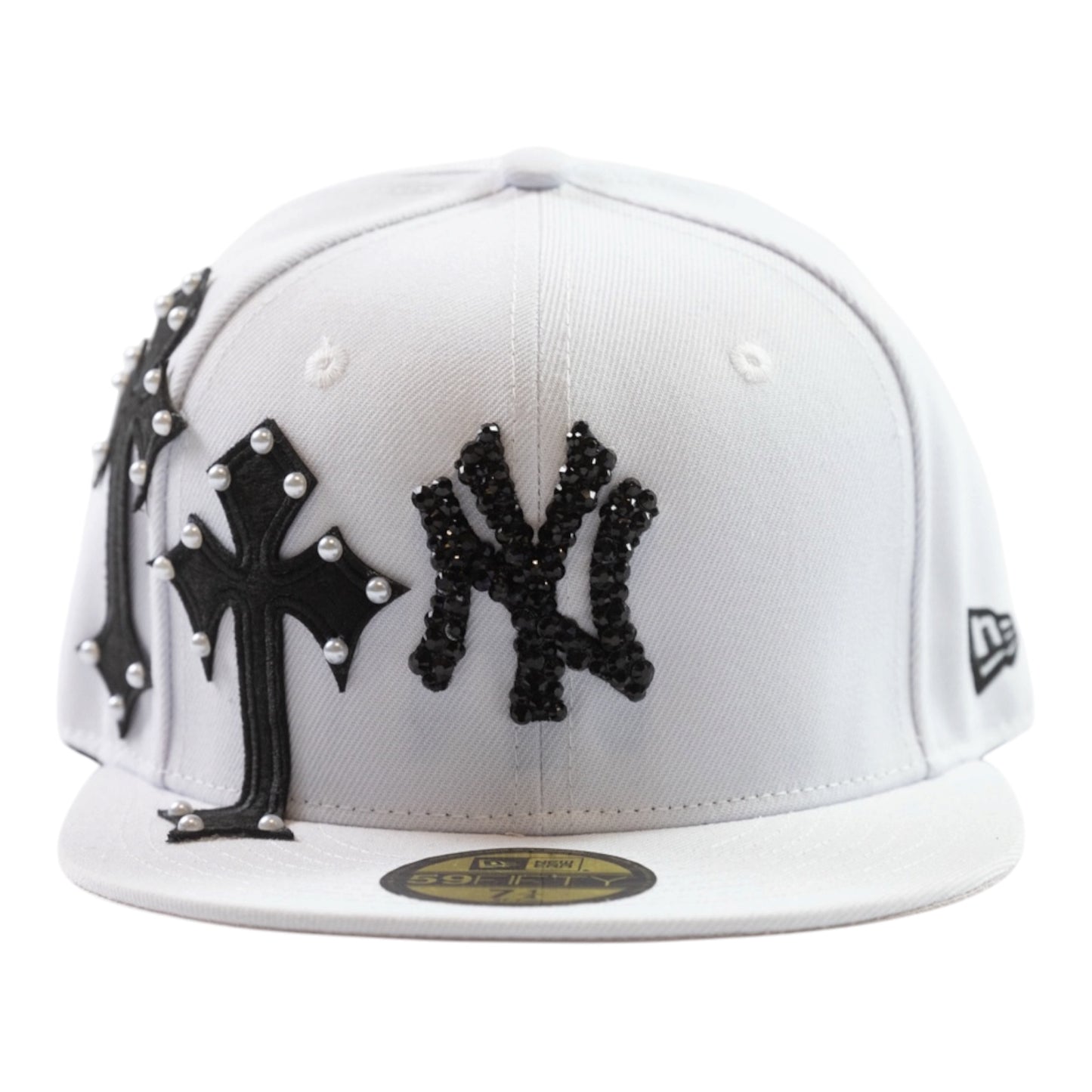 WHITE NY "BLACK CROSS" FITTED CAP