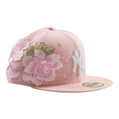 PINK NY ROSE FITTED CAP