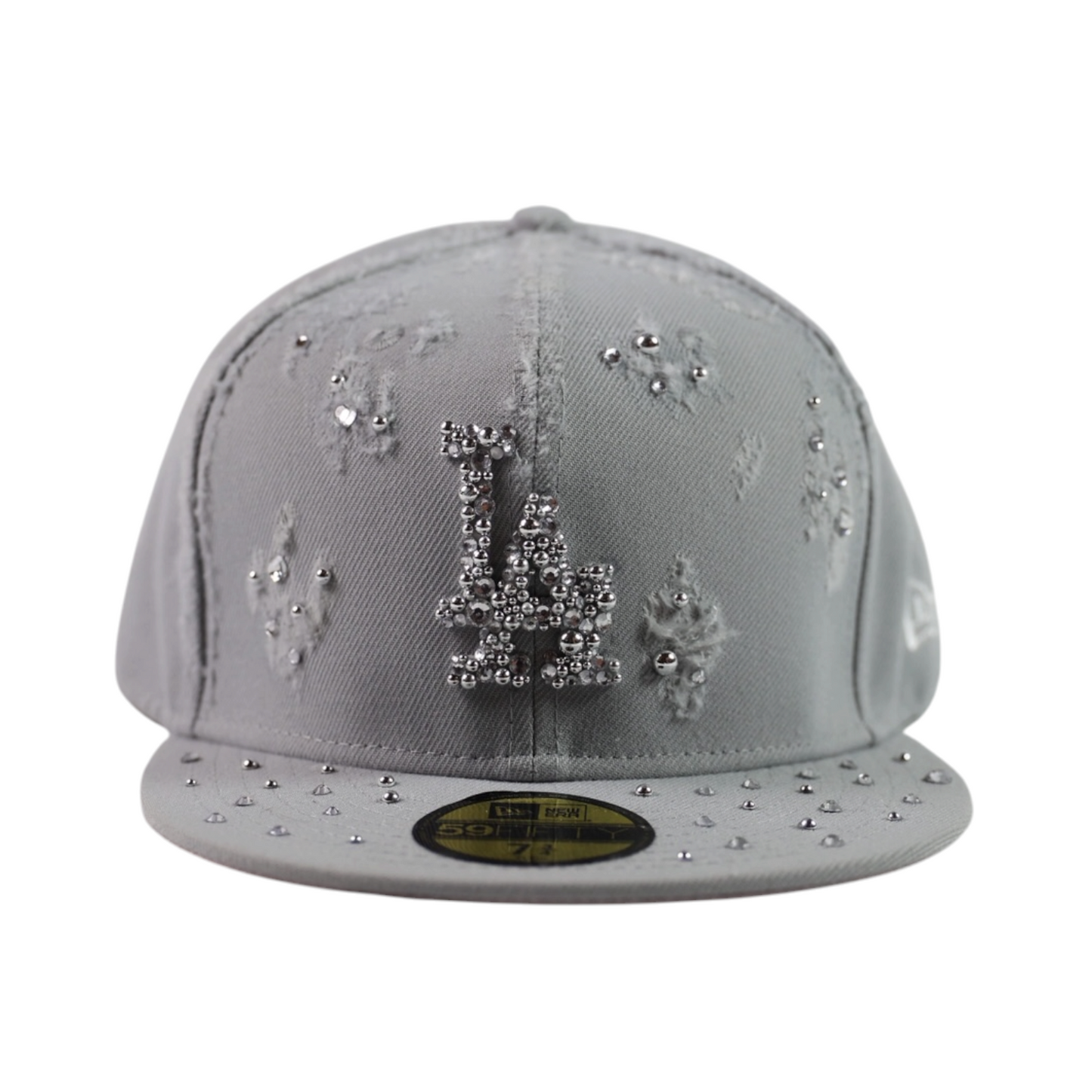Grey "Silver Diamond" LA Distressed Fitted Cap