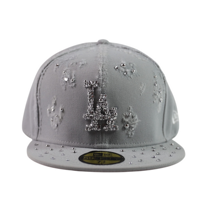 Grey "Silver Diamond" LA Distressed Fitted Cap