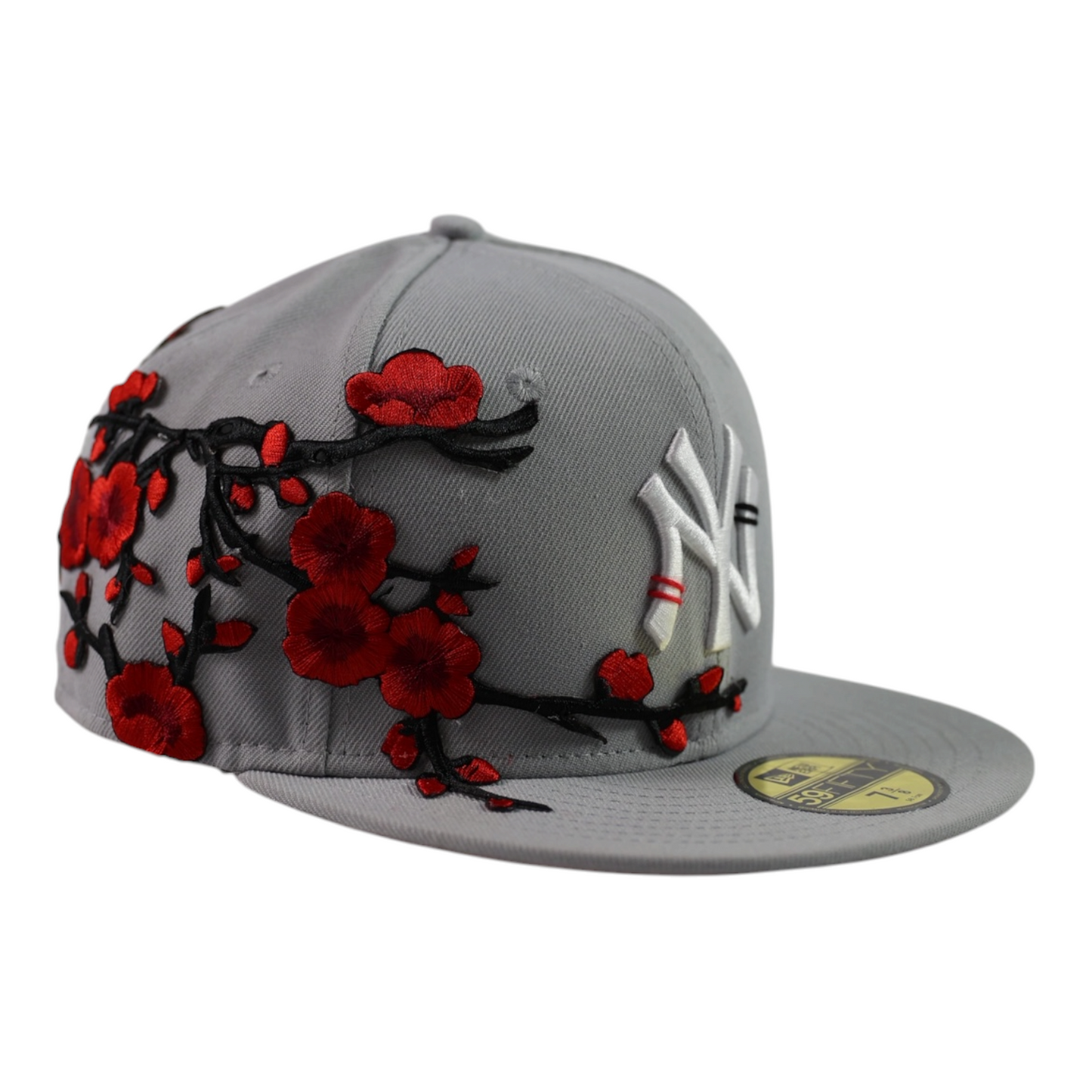 GREY "CHERRY BLOSSOM" NY FITTED CAP